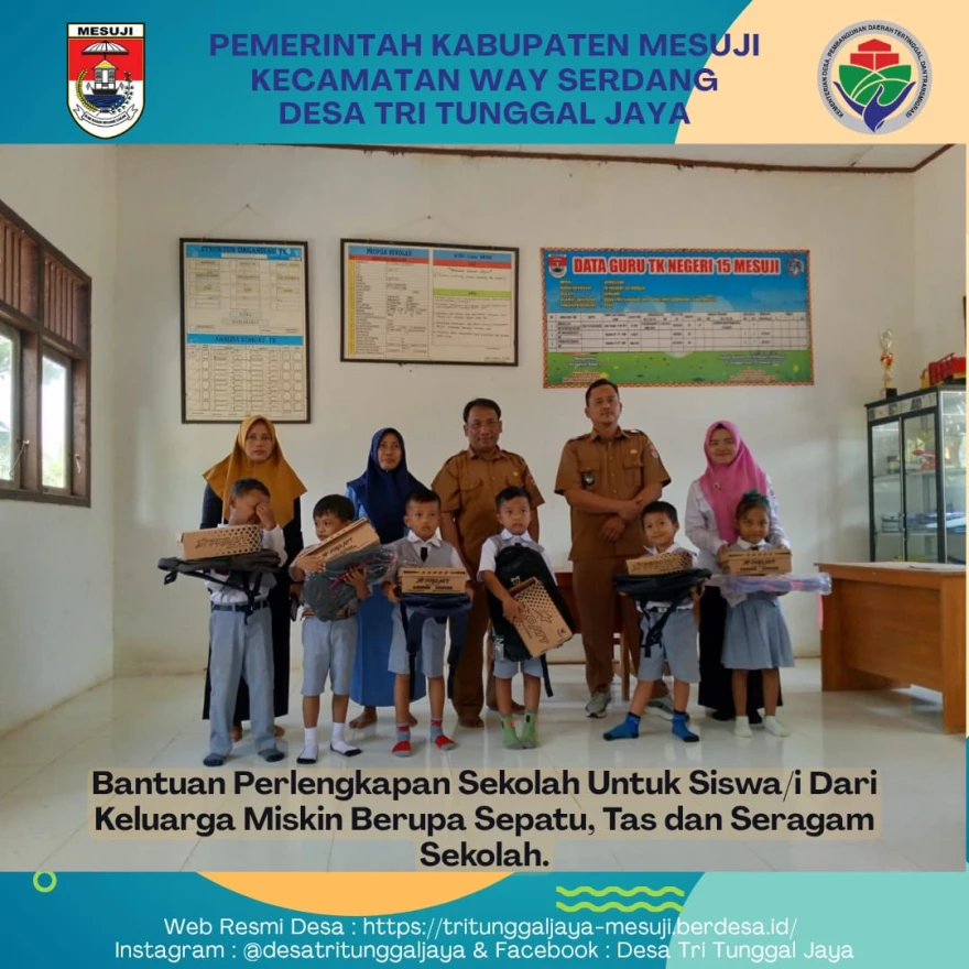 Bantuan Perlengkapan Sekolah Untuk Siswa/Siswi SD dan TK dari Keluarga Kurang Mampu Berupa  Sepatu, Tas dan Seragam Sekolah..