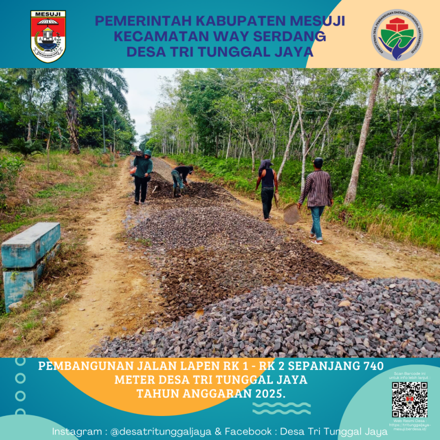 Pembangunan Jalan Lapen di Desa Tri Tunggal Jaya : Proyek Infrastruktur Desa dan Transparatif.